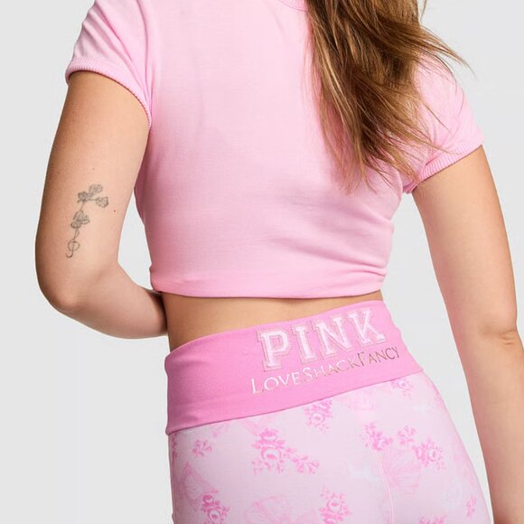 PINK x LoveShackFancy, L, Cotton Foldover Micro Shorts & Bombshell Travel Spray - Picture 8 of 9